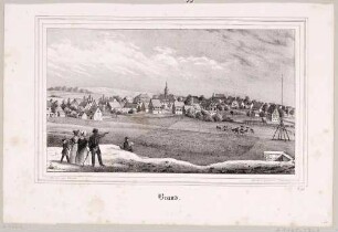 Ortsansicht von Brand (-Erbisdorf) südlich von Freiberg, aus Sachsens Kirchen-Galerie von Hermann Schmidt, 1838, Bd. 2