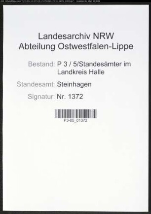Heiratsregister Standesamt Steinhagen