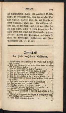 Verzeichniß der hierin enthaltenen Geschichten.