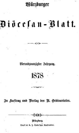 Würzburger Diözesanblatt : amtliches Verordnungsblatt der Diözese Würzburg. 24. 1878