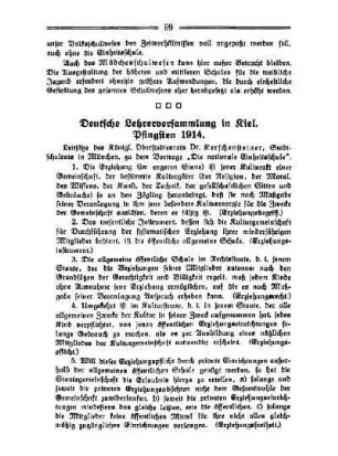 Deutsche Lehrerversammlung in Kiel, Pfingsten 1914