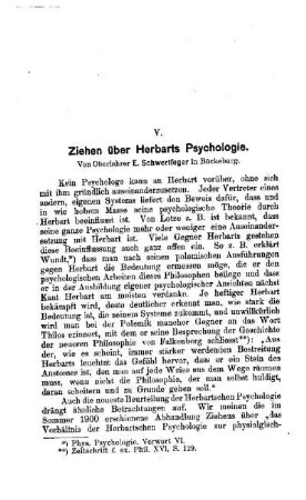 Ziehen über Herbarts Psychologie