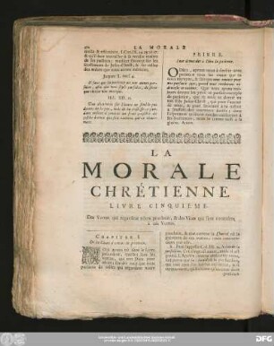 La Morale Chrétienne. Livre Cinquieme. Des Vertus qui regardent nôtre prochain, & des Vices qui sont contraires à ces Vertus.