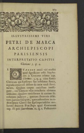 Illustrissimi viri Petri de Marca archiepiscopi parisiensis interpretatio capitis