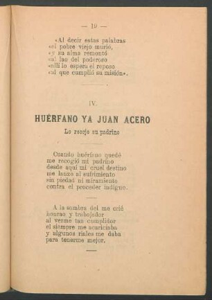 IV. Huérfano ya Juan Acero : Lo recoje su padrino