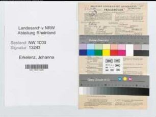 Entnazifizierung Johanna Erkelenz, geb. 03.05.1887 (Sekretaerin)