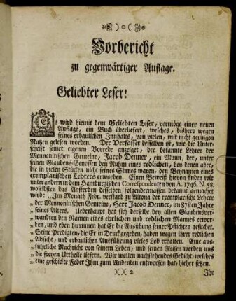 Vorbericht zu gegenwärtiger Auflage.