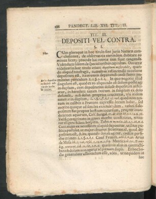 Tit. III. Depositi Vel Contra