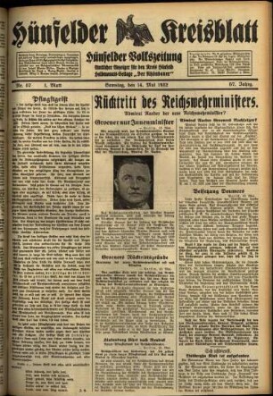 Erste Ausgabe vom Samstag, den 14. Mai 1932.