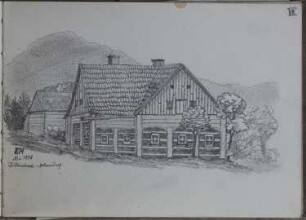 Dittersbach-Johnsdorf (Böhmische Schweiz) [Jetřichovice, Tschechien]: Bauernhaus (Skizzenbuch Ernst Morgenstern, Bl. VII)