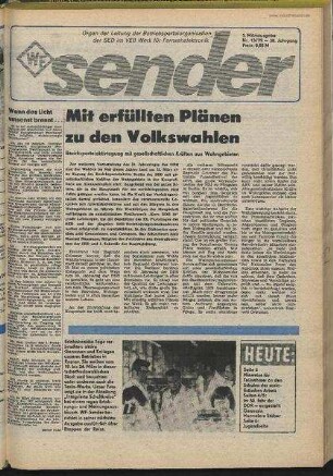Betriebszeitung 'WF-Sender', Nr.13/1979 (5. Märzausgabe 1979)