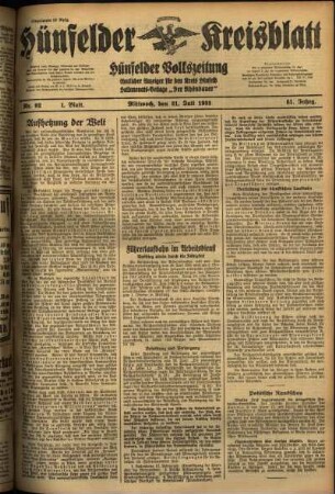 Erste Ausgabe vom Mittwoch, den 31. Juli 1935.