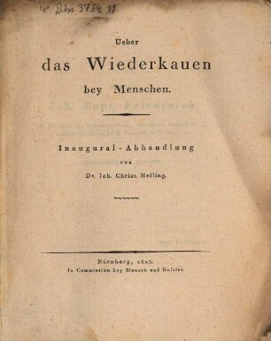 Ueber das Wiederkauen bey Menschen