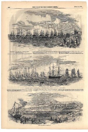 The french squadron in position.- The royal yacht squadron saluting the french squadron, sketched by the Hon. Dudley Pelham.- Ships" boat race at Cherbourg
