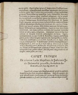 Caput Primum. De crimine Læsæ Majestatis, & Judiciario Juris Dithmarsici processu [...]