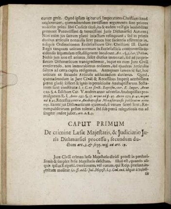 Caput Primum. De crimine Læsæ Majestatis, & Judiciario Juris Dithmarsici processu [...]