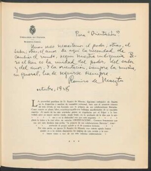 [Autógrafo de] Ramiro de Maeztu