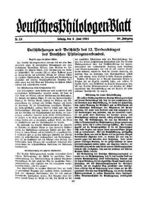 Entschließungen und Beschlüsse des 12. Verbandstages des Deutschen Philologenverbandes
