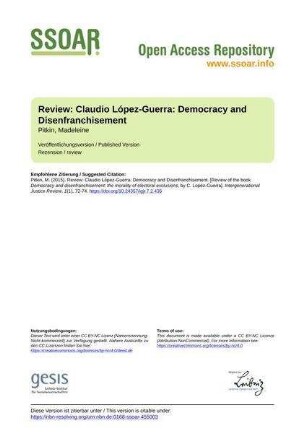 Review: Claudio López-Guerra: Democracy and Disenfranchisement