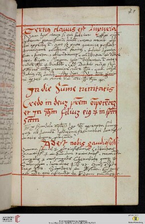Jn die Summe [!] trinitatis [Predigttext, nach dem ‚Apostolicum’]