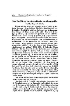 Das Verhältnis der Heimatkunde zur Geographie