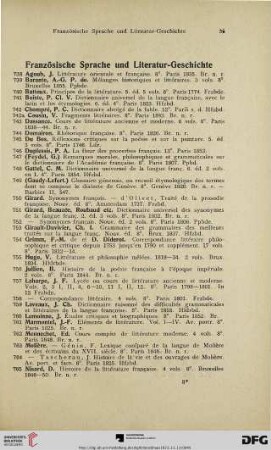 Französische Sprache und Literatur-Geschichte (Nr. 738-793)