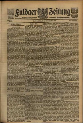 Erste Ausgabe vom Mittwoch, den 09. September 1908.