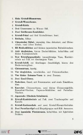Einzelmöbel – Polstermöbel – Perserteppiche – Tapisserie – Gemälde – Kunstgewerbe – Pelze – Brillantschmuck u.a. (Nr. 1-622)