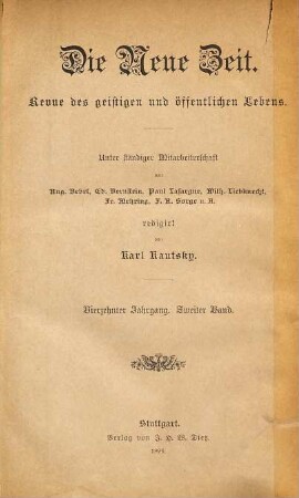 Die neue Zeit : Wochenschrift der Deutschen Sozialdemokratie. 14. 1896, Bd. 2