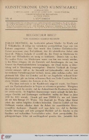 Neue Folge 33 = Jahrgang 57: Belgischer Brief