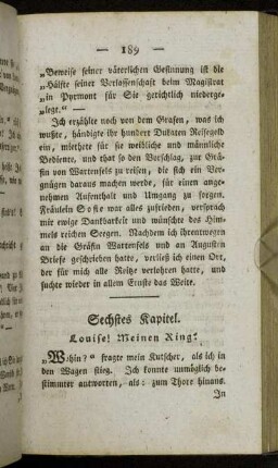 Sechstes Kapitel. Louise! Meinen Ring.