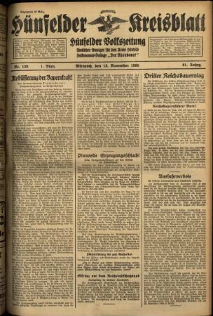 Erste Ausgabe vom Mittwoch, den 13. November 1935.