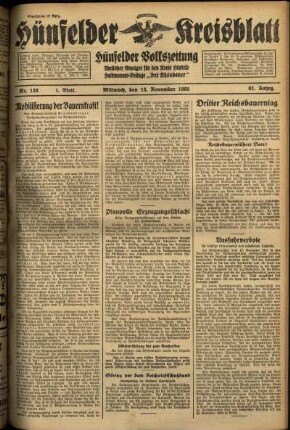 Erste Ausgabe vom Mittwoch, den 13. November 1935.