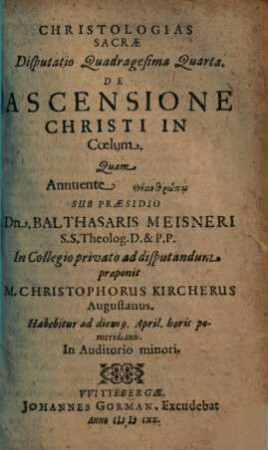 De Ascensione Christi In Coelum