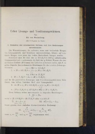 Ueber Lösungs- und Verdünnungswärmen