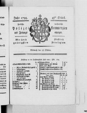 43tes Stück., Ausgabe vom 28. Oktober 1795