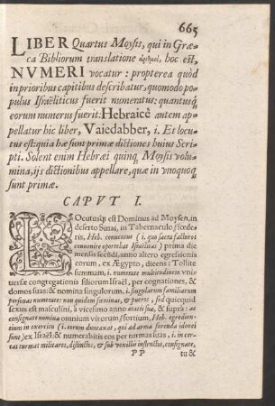 Liber Quartus Moysis, qui ... Numeri vocatur ...