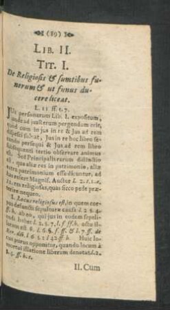 Tit. I. De Religiosis & sumtibus funerum & ut funus ducere liceat