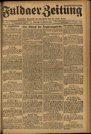 Erste Ausgabe vom Sonntag, den 19. Oktober 1924.