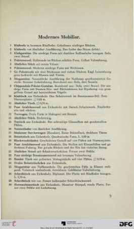 Modernes Mobiliar (Nr. 1-82)
