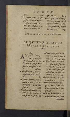 Sequitur tabula materiarum huius libri.