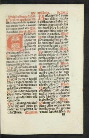 Incipit commune sanctorum.