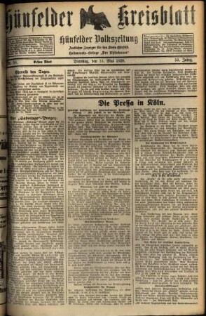 Erste Ausgabe vom Dienstag, den 15. Mai 1928.