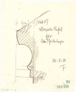 Fischer, Theodor; Würzburg, Münsterplatz; Sparkasse - Pfeilerbogen - Profil (Detail)