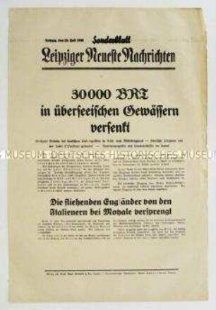 Sonderblatt der "Leipziger Neuesten Nachrichten" zum Seekrieg in Übersee