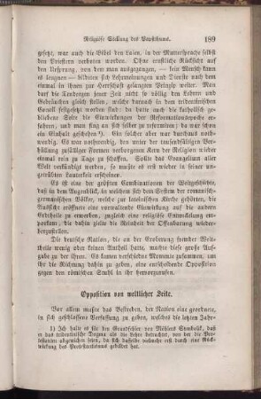 Opposition von weltlicher Seite.