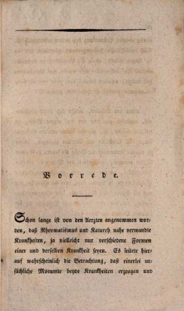 Über den Zusammenhang der Katarrhe, Rheumatismen und der acuten Exantheme : Inaug. Abh.