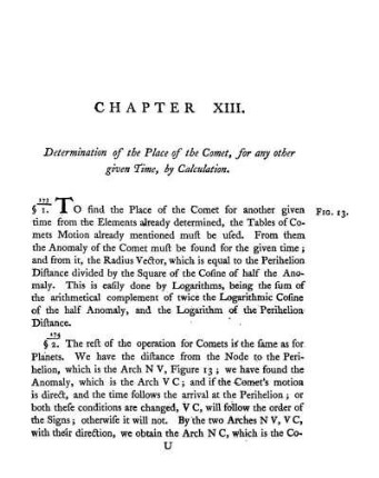 Chapter XIII. Determination of the Place of the Comet, for any other given Time, by Calculation.