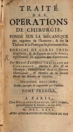 Traité des operations de chirurgie, 1