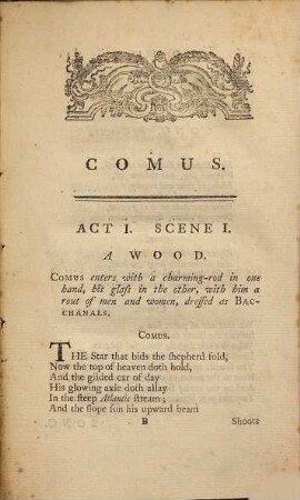 Comus : A Masque ; Altered From Milton. As Performed At The Theatre-Royal In Covent-Garden ...